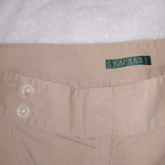 Lauren Ralph Lauren Women 18W Khaki Pants Stretch Cotton Wide Leg Chino Cropped - Picture 4 of 11